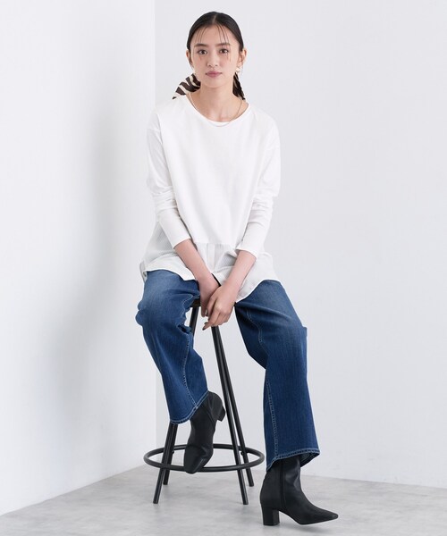 INDIVI(インディヴィ)の「【コットン】シャツ切り替えカットソー(Tシャツ/カットソー・レディース・ブラック/オフホワイト/グリーン/ホワイト系7・19/15 /13/05/38/34)」の16枚目の写真