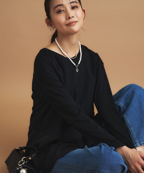 INDIVI(インディヴィ)の「【コットン】シャツ切り替えカットソー(Tシャツ/カットソー・レディース・ブラック/オフホワイト/グリーン/ホワイト系7・19/15 /13/05/38/34)」の19枚目の写真