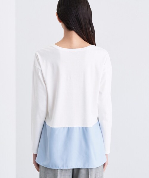 INDIVI(インディヴィ)の「【コットン】シャツ切り替えカットソー(Tシャツ/カットソー・レディース・ブラック/オフホワイト/グリーン/ホワイト系7・19/15 /13/05/38/34)」の7枚目の写真