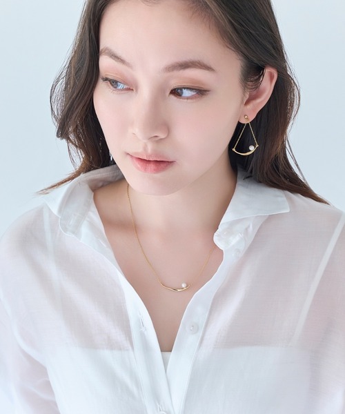 Phoebe(フィービィー)の「【金属アレルギー対応】スライヴパールネックレス/全長:43~46cm/ニッケルフリー(ネックレス・レディース・イエローゴールド/シルバー・FREE)」の4枚目の写真