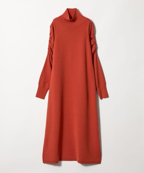 EMMEL REFINES＞EM ギャザーパフスリーブ タートルニット ワンピース