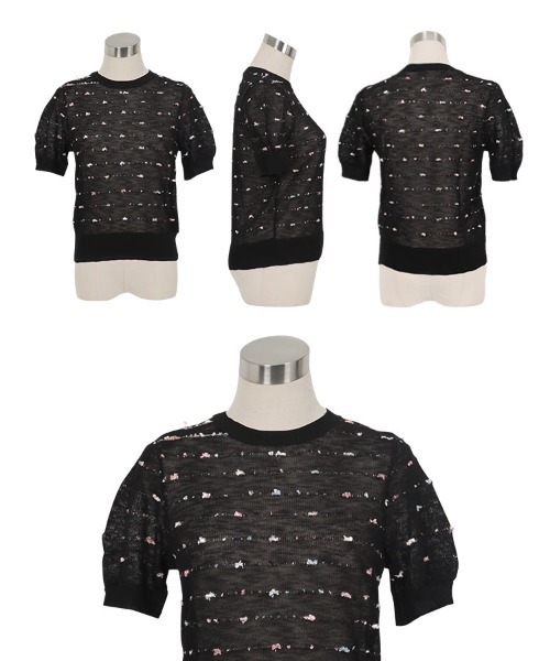 KOBE LETTUCE（コウベレタス）の「シアーサマーニットトップス（ニット/セーター・レディース・ブラック/ネイビー/グレー/ピンク・M）」の9枚目の写真