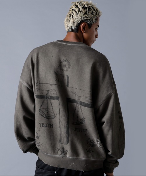 DANKE SCHON（ダンケシェーン）の「DankeSchon/ダンケシェーン/BURN CREWNECK（スウェット・メンズ・ベージュ・M/L）」の5枚目の写真