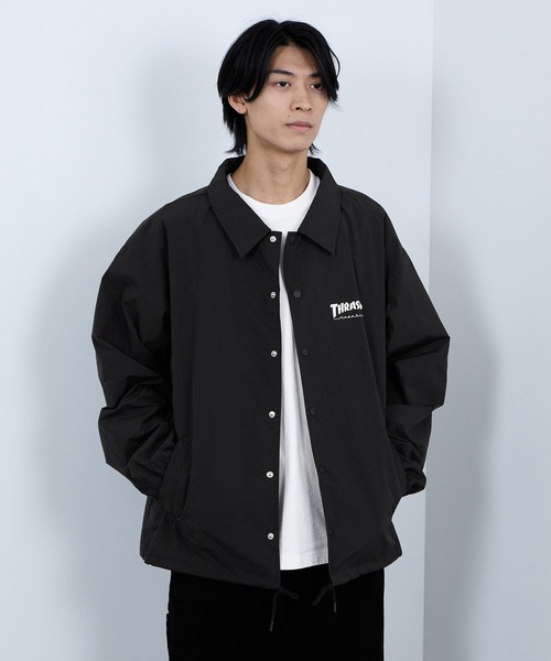 THRASHER（スラッシャー）の「THRASHER Coach Jacket  Lightweight Streetwear Outerwear【撥水加工 UVカット】（ナイロンジャケット・メンズ・ブラック/カーキ・M/XL/L）」の6枚目の写真
