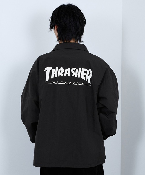 THRASHER（スラッシャー）の「THRASHER Coach Jacket  Lightweight Streetwear Outerwear【撥水加工 UVカット】（ナイロンジャケット・メンズ・ブラック/カーキ・M/XL/L）」の7枚目の写真