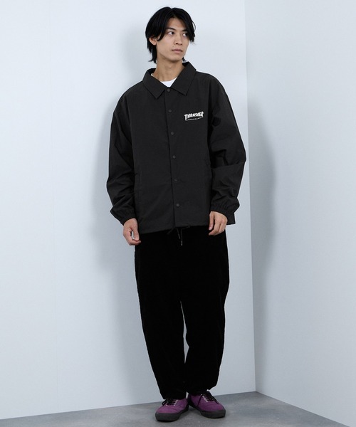THRASHER（スラッシャー）の「THRASHER Coach Jacket  Lightweight Streetwear Outerwear【撥水加工 UVカット】（ナイロンジャケット・メンズ・ブラック/カーキ・M/XL/L）」の4枚目の写真