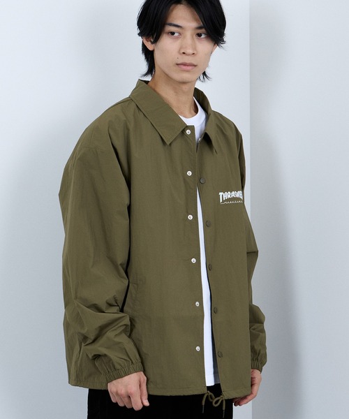 THRASHER（スラッシャー）の「THRASHER Coach Jacket  Lightweight Streetwear Outerwear【撥水加工 UVカット】（ナイロンジャケット・メンズ・ブラック/カーキ・M/XL/L）」の9枚目の写真