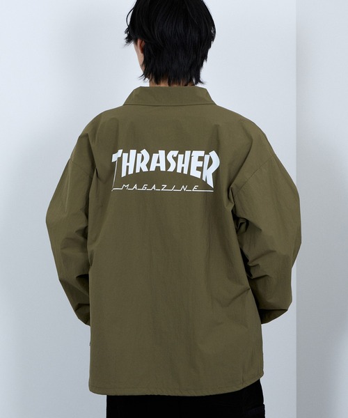 THRASHER（スラッシャー）の「THRASHER Coach Jacket  Lightweight Streetwear Outerwear【撥水加工 UVカット】（ナイロンジャケット・メンズ・ブラック/カーキ・M/XL/L）」の10枚目の写真