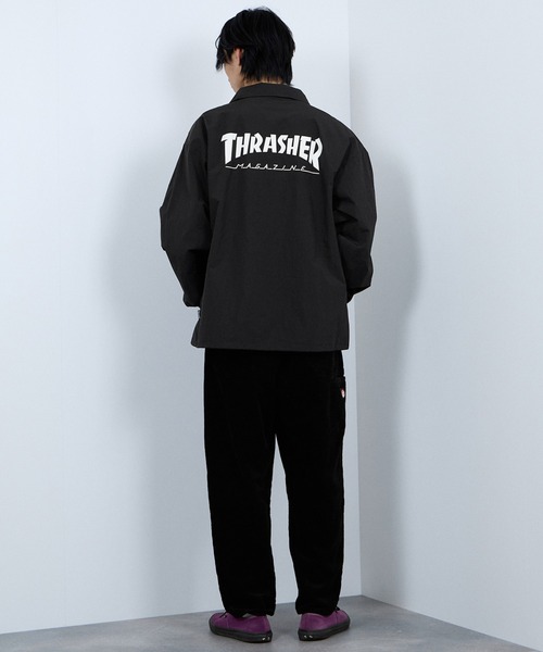 THRASHER（スラッシャー）の「THRASHER Coach Jacket  Lightweight Streetwear Outerwear【撥水加工 UVカット】（ナイロンジャケット・メンズ・ブラック/カーキ・M/XL/L）」の5枚目の写真