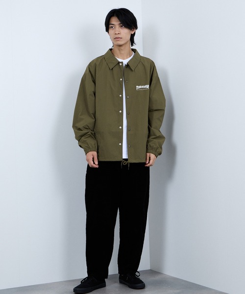 THRASHER（スラッシャー）の「THRASHER Coach Jacket  Lightweight Streetwear Outerwear【撥水加工 UVカット】（ナイロンジャケット・メンズ・ブラック/カーキ・M/XL/L）」の20枚目の写真