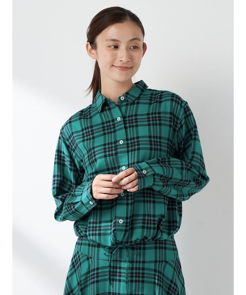 McGREGOR(マックレガー)の「TRチェックブラウス(シャツ/ブラウス・レディース・ネイビー/グリーン系その他・L/M)」の1枚目の写真