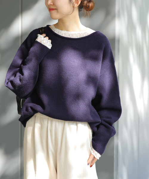 セール】ラムウールボートネックルーズプルオーバー（ニット/セーター