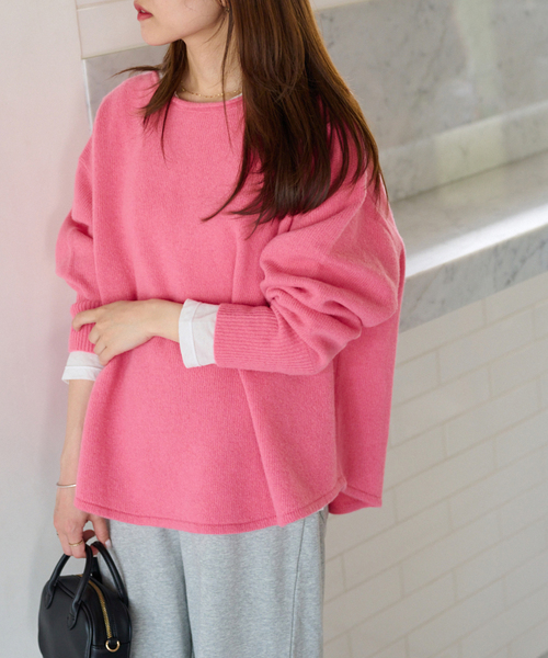 JOURNAL STANDARD relume（ジャーナルスタンダード　レリューム）の「ラムウールボートネックルーズプルオーバー（ニット/セーター・レディース・バーガンディー/ネイビー/アイボリー/グレー・FREE）」の4枚目の写真