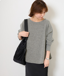 ラムウールボートネックルーズプルオーバー