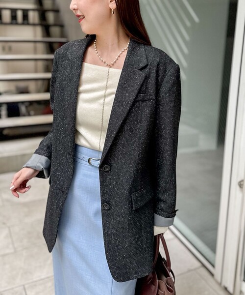 セール】シルクネップツイードオーバージャケット（テーラード