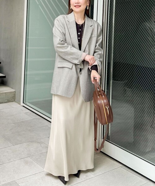 NOLLEY’S Sophi（ノーリーズソフィ）の「シルクネップツイードオーバージャケット（テーラードジャケット・レディース・グレイッシュベージュ/チャコールグレー・38/36）」の7枚目の写真