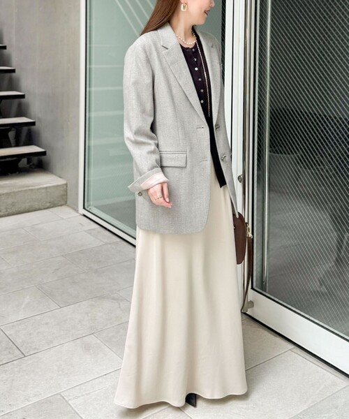 NOLLEY’S Sophi（ノーリーズソフィ）の「シルクネップツイードオーバージャケット（テーラードジャケット・レディース・グレイッシュベージュ/チャコールグレー・38/36）」の8枚目の写真