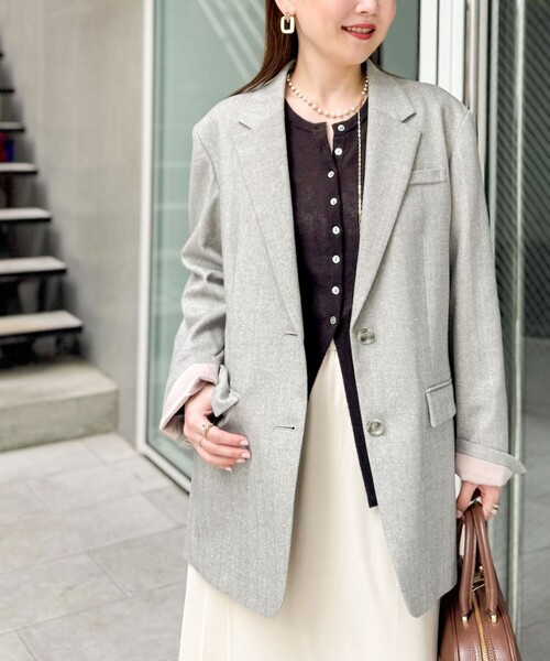 NOLLEY’S Sophi（ノーリーズソフィ）の「シルクネップツイードオーバージャケット（テーラードジャケット・レディース・グレイッシュベージュ/チャコールグレー・38/36）」の10枚目の写真
