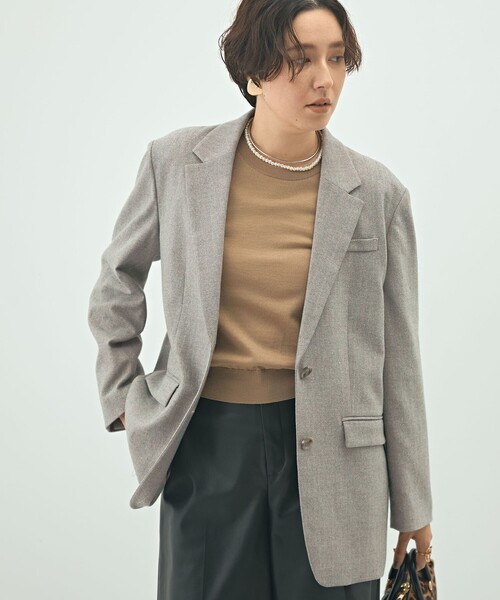 NOLLEY’S Sophi（ノーリーズソフィ）の「シルクネップツイードオーバージャケット（テーラードジャケット・レディース・グレイッシュベージュ/チャコールグレー・38/36）」の14枚目の写真