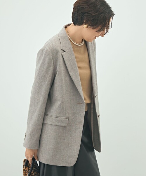 NOLLEY’S Sophi（ノーリーズソフィ）の「シルクネップツイードオーバージャケット（テーラードジャケット・レディース・グレイッシュベージュ/チャコールグレー・38/36）」の16枚目の写真