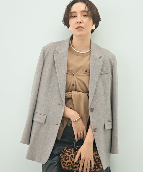 NOLLEY’S Sophi（ノーリーズソフィ）の「シルクネップツイードオーバージャケット（テーラードジャケット・レディース・グレイッシュベージュ/チャコールグレー・38/36）」の18枚目の写真