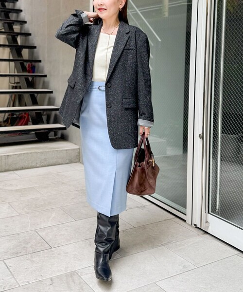 NOLLEY’S Sophi（ノーリーズソフィ）の「シルクネップツイードオーバージャケット（テーラードジャケット・レディース・グレイッシュベージュ/チャコールグレー・38/36）」の21枚目の写真