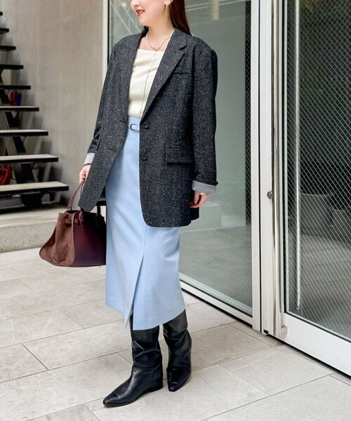 NOLLEY’S Sophi（ノーリーズソフィ）の「シルクネップツイードオーバージャケット（テーラードジャケット・レディース・グレイッシュベージュ/チャコールグレー・38/36）」の22枚目の写真