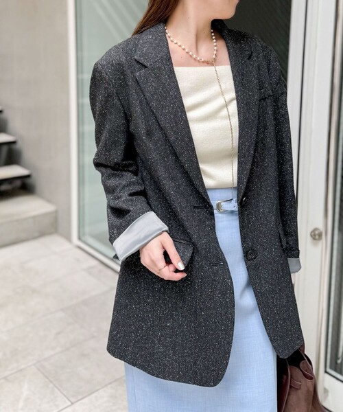 セール】シルクネップツイードオーバージャケット（テーラード