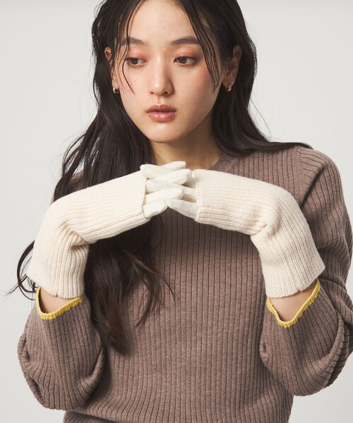 green label relaxing（グリーンレーベルリラクシング）の「アームウォーマー 3WAY グローブ / 手袋　タッチパネル対応（手袋・レディース・グレー/オフホワイト/ブラック/ライトグレー/モカ・FREE）」の2枚目の写真