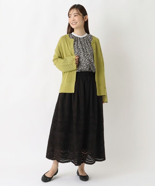 one'sterrace（ワンズテラス）の「スカラップ刺繍 裏地付スカート（スカート・レディース・ベージュ系8/アイボリー系8/ブラック系8・02）」の14枚目の写真