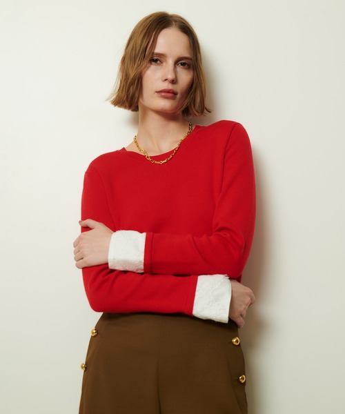 allureville（アルアバイル）の「レースカフスドッキングプルオーバー（ニット/セーター・レディース・グレー系その他/ブラック/レッド・2）」の3枚目の写真