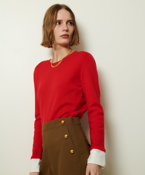 allureville（アルアバイル）の「レースカフスドッキングプルオーバー（ニット/セーター・レディース・グレー系その他/ブラック/レッド・2）」の5枚目の写真