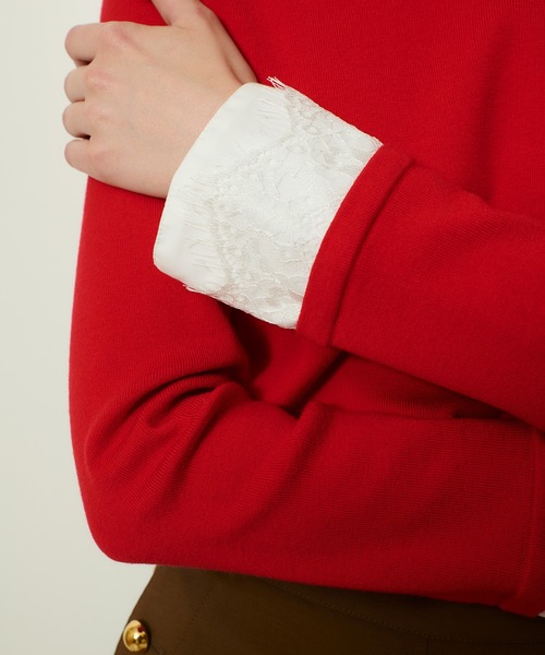 allureville（アルアバイル）の「レースカフスドッキングプルオーバー（ニット/セーター・レディース・グレー系その他/ブラック/レッド・2）」の7枚目の写真