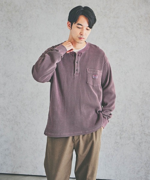 BAYFLOW（ベイフロー）の「ヘンリーネックワッフルTシャツ（Tシャツ/カットソー・メンズ・オフホワイト/ワイン/チャコールグレー・MEDIUM/LARGE）」の3枚目の写真