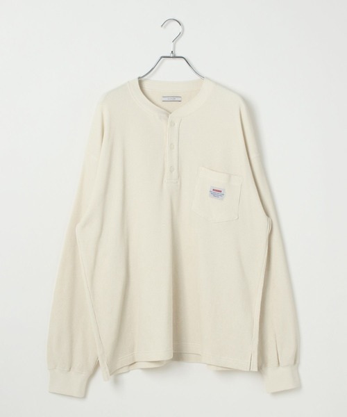 BAYFLOW（ベイフロー）の「ヘンリーネックワッフルTシャツ（Tシャツ/カットソー・メンズ・オフホワイト/ワイン/チャコールグレー・MEDIUM/LARGE）」の6枚目の写真