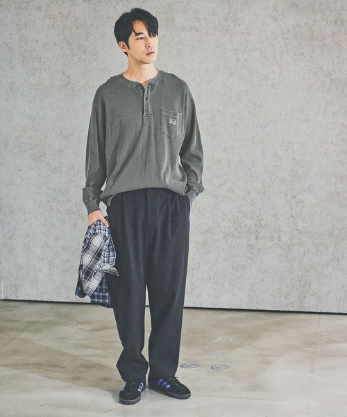 BAYFLOW（ベイフロー）の「ヘンリーネックワッフルTシャツ（Tシャツ/カットソー・メンズ・オフホワイト/ワイン/チャコールグレー・MEDIUM/LARGE）」の9枚目の写真