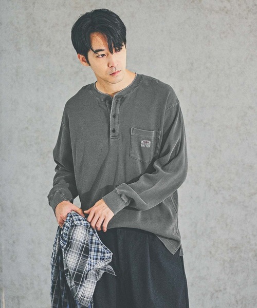 BAYFLOW（ベイフロー）の「ヘンリーネックワッフルTシャツ（Tシャツ/カットソー・メンズ・オフホワイト/ワイン/チャコールグレー・MEDIUM/LARGE）」の10枚目の写真