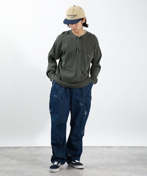 BAYFLOW（ベイフロー）の「ヘンリーネックワッフルTシャツ（Tシャツ/カットソー・メンズ・オフホワイト/ワイン/チャコールグレー・MEDIUM/LARGE）」の11枚目の写真