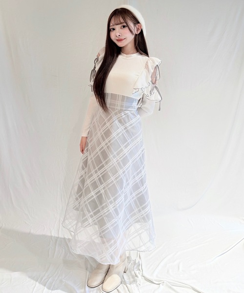 バイカラーリボンドッキングワンピース（ワンピース）｜NOMAE