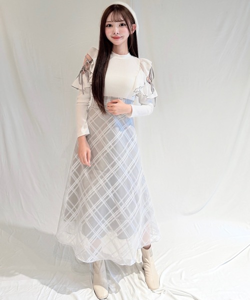 バイカラーリボンドッキングワンピース（ワンピース）｜NOMAE