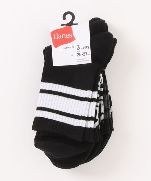 HANES(ヘインズ)の「【HANES/ヘインズ】ロークルーソックス 3足組(ソックス/靴下・メンズ・ブラック/ホワイト・MEDIUM)」の1枚目の写真