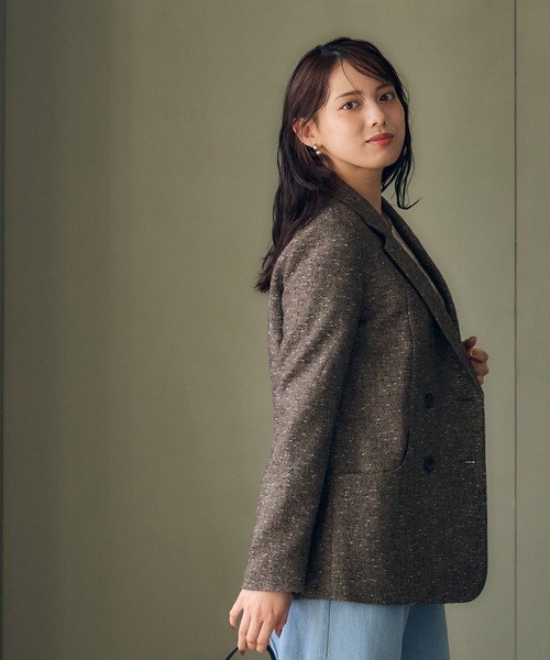 12Twelve Agenda（トゥエルブ　アジェンダ）の「ミックスツイードダブルジャケット（テーラードジャケット・レディース・ブラウン/ブラック・M）」の4枚目の写真