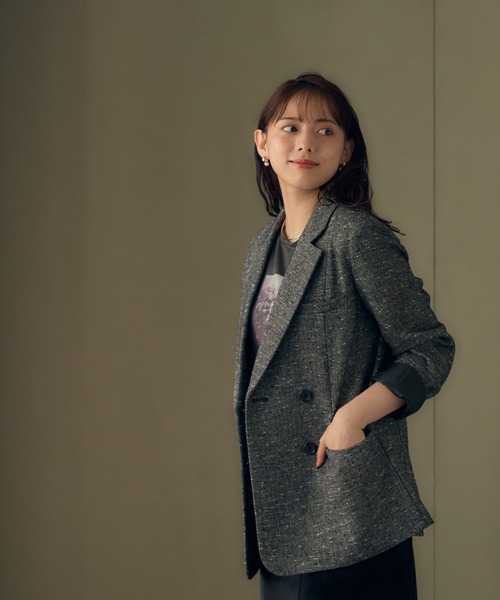 12Twelve Agenda（トゥエルブ　アジェンダ）の「ミックスツイードダブルジャケット（テーラードジャケット・レディース・ブラウン/ブラック・M）」の12枚目の写真