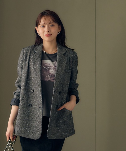 セール】ミックスツイードダブルジャケット（テーラードジャケット