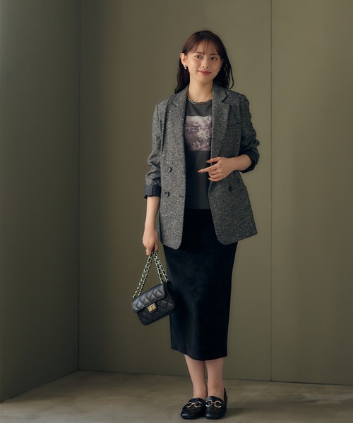 セール】ミックスツイードダブルジャケット（テーラードジャケット