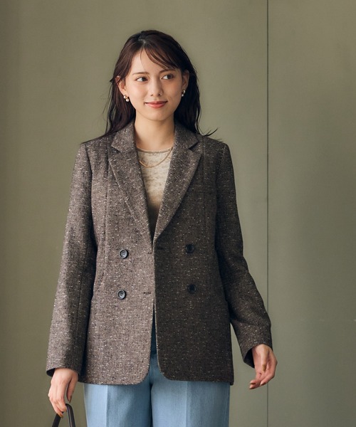 12Twelve Agenda（トゥエルブ　アジェンダ）の「ミックスツイードダブルジャケット（テーラードジャケット・レディース・ブラウン/ブラック・M）」の3枚目の写真