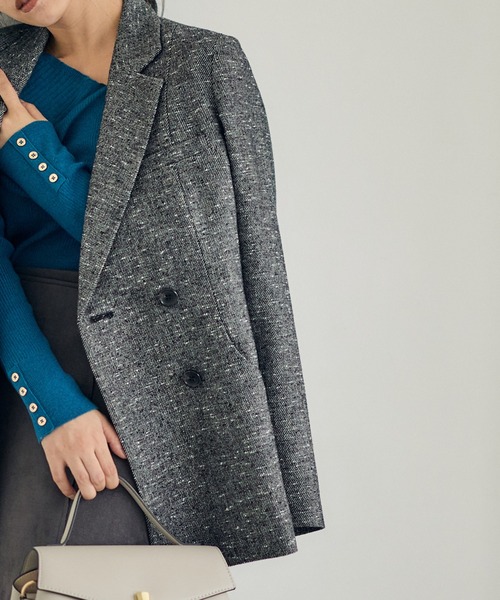 セール】ミックスツイードダブルジャケット（テーラードジャケット