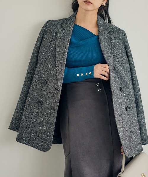 セール】ミックスツイードダブルジャケット（テーラードジャケット
