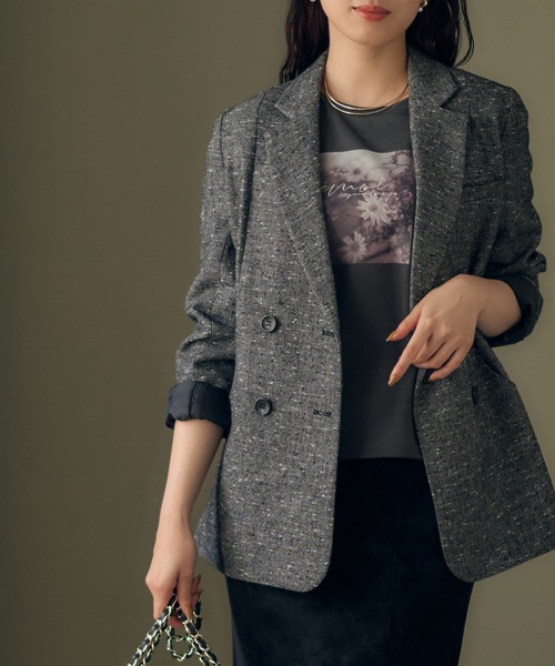 セール】ミックスツイードダブルジャケット（テーラードジャケット