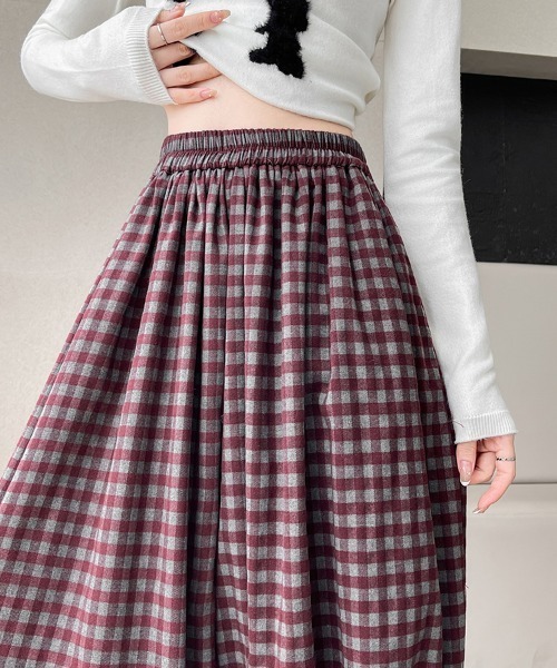 ReRe(リリ)の「チェック柄ドロストワイドパンツ(その他パンツ・レディース・ブラック/ワインレッド/ネイビー・FREE)」の8枚目の写真